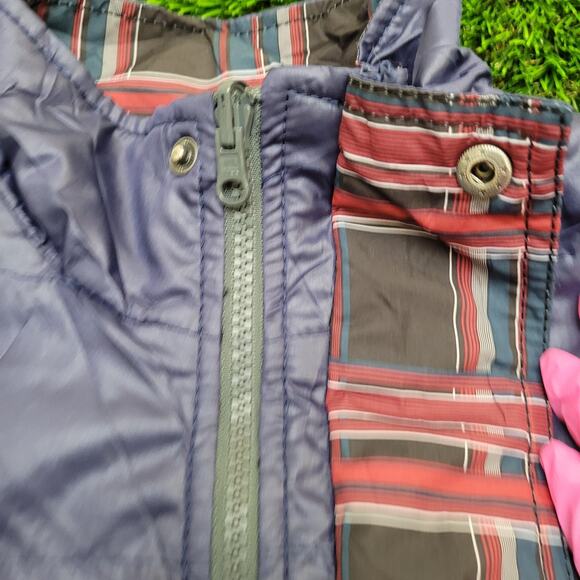 LEVIS Reversible Snap Vest Small 20x27 Blue Plaid Baggy - Picture 15 of 16